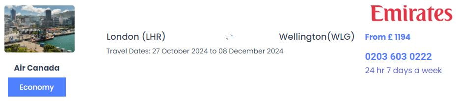 London to Wellington New Zealand