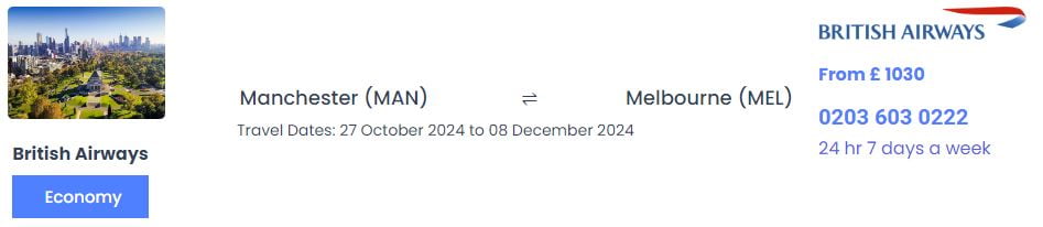 Manchester to Melbourne Flights