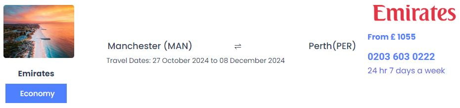 Manchester to Perth Flights