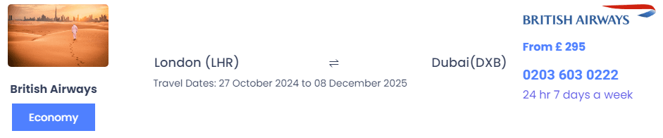 London to Dubai British Airways