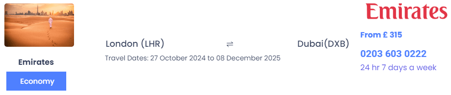 London to Dubai Emirates